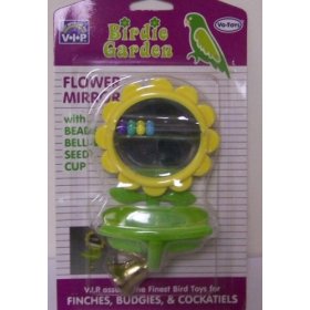 Cockateil MIRR A BLOOM Sharples N Grant Caged Ice Small Bird Toy with Bell Mirror Rings Flowers Budgie