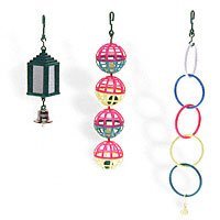 Lattice Balls, Mirrored Lantern with Bell, Budgie Rings bird toys