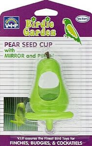 Vo-Toys Pear Shape Seed Cup with Mirror and Perch Bird Toy