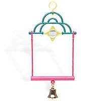 Multicolored Plastic or Wood Parakeet Swings with bells