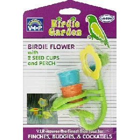 Vo-Toys Birdie Flower with Two Seed Cups and Perch Bird Toy Assorted Colors
